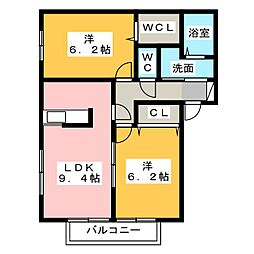 エクセラン 2LDKの間取図画像