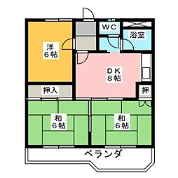 野中第3マンション 3DKの間取図画像