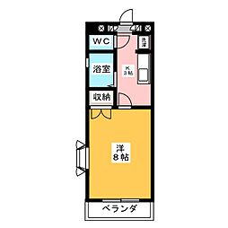 豊ハイツ 1Kの間取図画像