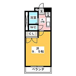サンヒルズ 1Kの間取図画像