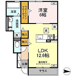 グラシアカーサ 1LDKの間取図画像