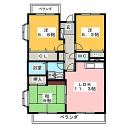 フェルミエール香貫 3LDKの間取図画像