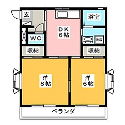 ロイヤルパレス平沢 2LDKの間取図画像