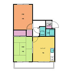燦々ビル 2DKの間取図画像