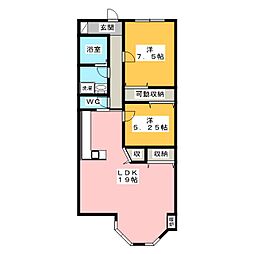 メープルガーデン 2LDKの間取図画像