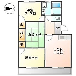 サングリーン西添 3LDKの間取図画像