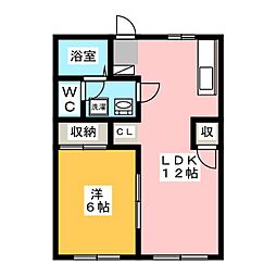 ルミナス21B 1LDKの間取図画像
