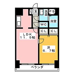 モアナコート 1LDKの間取図画像