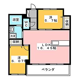 ベル・ウッドマンション 2LDKの間取図画像