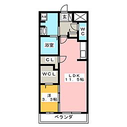 NUMAZUNORD 1LDKの間取図画像