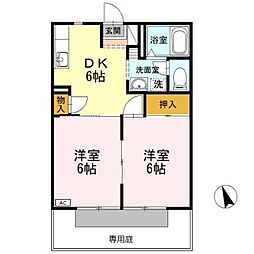 ヴァンテ2 2DKの間取図画像