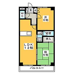 インペリアルハイツハル 2LDKの間取図画像