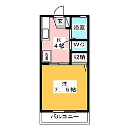 シャルマンS 1Kの間取図画像