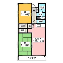 ドミール伏見 2LDKの間取図画像