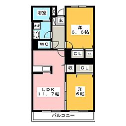 フェリーチェ 2LDKの間取図画像