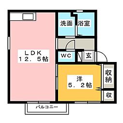 ボナールパル 1LDKの間取図画像