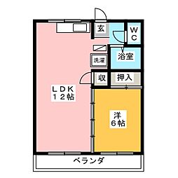 ラビットハウスタートル1号 1LDKの間取図画像