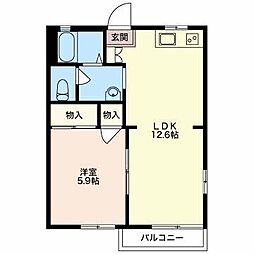 ハイツナガツカB 1LDKの間取図画像
