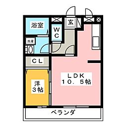 ボナール ワンルームの間取図画像