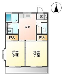 ロイヤルプラザ後藤 2DKの間取図画像