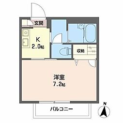 スクデット 1Kの間取図画像