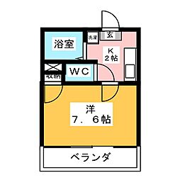 ワンズ・ハウスWEST 1Kの間取図画像