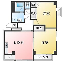 宮代マンション 2LDKの間取図画像