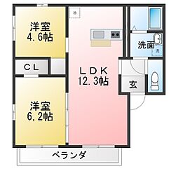 Tea Garden III 2LDKの間取図画像