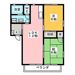 フレグランスふじA 2LDKの間取図画像