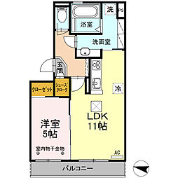 カーサM 1LDKの間取図画像