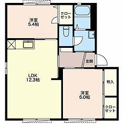 フォレストプレインB 2LDKの間取図画像