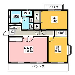 チロリン邑2 2LDKの間取図画像