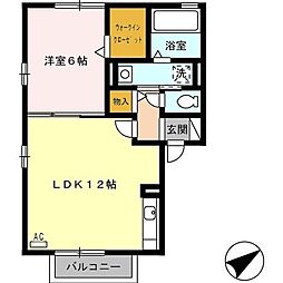カームホーム 1LDKの間取図画像