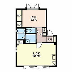 パイン村 1LDKの間取図画像