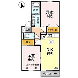 サンシャイン堀江2 2DKの間取図画像