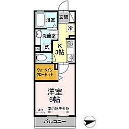 パミドール2 1Kの間取図画像