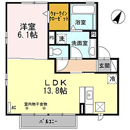 メゾンコリンベールB 1LDKの間取図画像