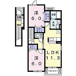 フレアハイム 2LDKの間取図画像