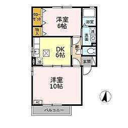 グレイスフルY 2DKの間取図画像