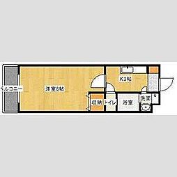 ドミール 1Kの間取図画像