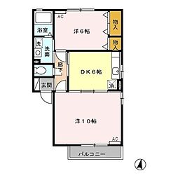 グレイスフルY 2DKの間取図画像