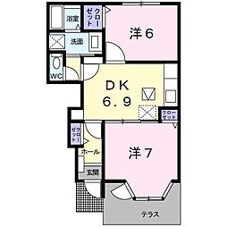 ブリーズ吉田 2DKの間取図画像