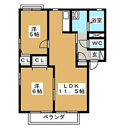 サンモールOA 2LDKの間取図画像