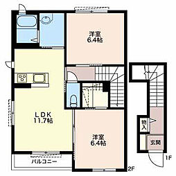 ラフィネ 2LDKの間取図画像