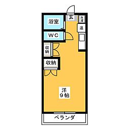 レジデンスマンションA ワンルームの間取図画像