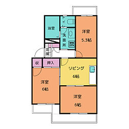 サリーナス2 3DKの間取図画像