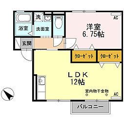 ブリスベント2 1LDKの間取図画像