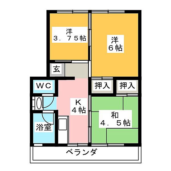 櫛田マンション ｜静岡県掛川市緑ケ丘１丁目(賃貸マンション3K・3階・43.89㎡)の写真 その2