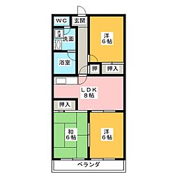 サンハイム和田 2LDKの間取図画像
