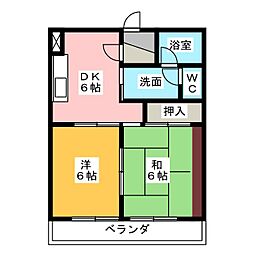 プロヴァンス 2DKの間取図画像